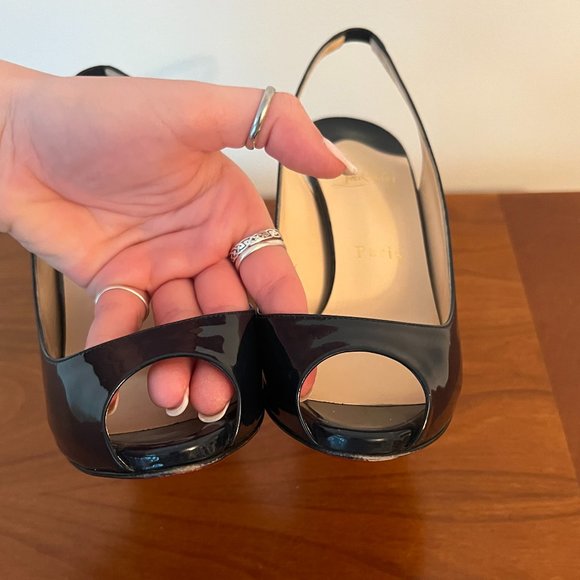 Christian Louboutin Black Patent Slingback Prive Heels Size US 6.5 - Picture 5 of 10